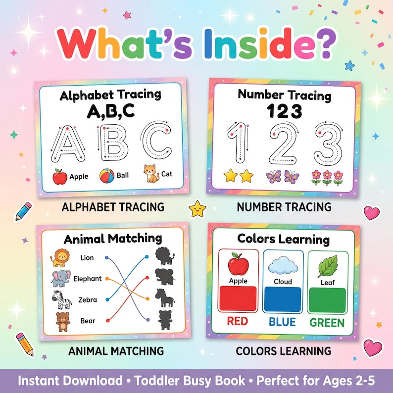 Kids Busy Book Mega Bundle 1000+ Pages | Toddler Activity Binder Printable PDF | Preschool Learning Homeschool Instant Download image 4