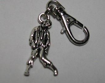 Zombie Zipper Pull Backpack Clip Purse Charm Silver Key Chain Fob