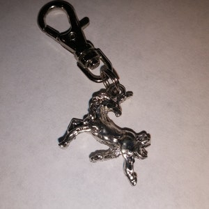 Unicorn Zipper Pull Silver Charm Keychain Backpack Planner Swivel Clip Accessory LAST ONE