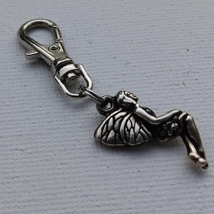 Cute Silver Fairy Zipper Pull Backpack Clip Key Fob Purse Charm Fae Friend