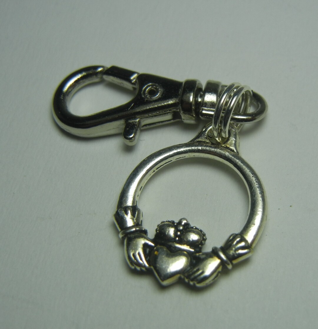 Claddagh Zipper Pull Backpack Clip on Silver Charm Purse Fob Etsy