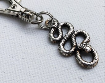 Silver Snake Zipper Pull Keychain Backpack Clip Rattlesnake Charm