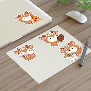 Adorable Animal Sticker Sheets for Journals, Crafts, Scrapbooking, Gifts, Kids&#39; Parties, Cute Decor | Cute Deer Fawn Snacks Sticker Sheet