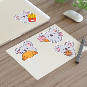 Cute Koala Sticker Sheets, Adorable Planner Stickers, Gift for Kids, Scrapbooking, Cute Décor, Fun Stationery | Cute Koala Snacking Stickers