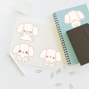 Cute Poodle Sticker Sheets, Kawaii Dog Illustrations, Planner Decor, Puppy Lovers Gift, Adorable Cute Kawaii Cartoon Poodle Dog Sticker