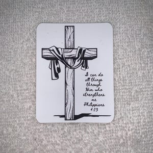 Inspirational Bible Verse Sticker | Philippians 4:13 Cross Christian Gift
