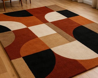 Geometric Area Rug | Mid-Century Modern Color Block Design