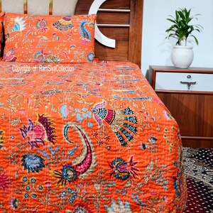 Indiase kantha-quilt kingsize katoenen kantha-quiltdeken Kantha-quiltprint handgemaakte quilt