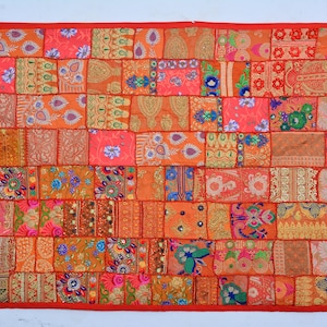 Patchwork Wall Hanging Tapestry, Vintage Handmade Bohemian Wall Tapestry Art, Wall Decor Living Room Tapestry Housewarming Gift