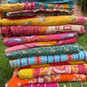 Vintage Kantha Quilt Indian Kantha Quilt Kantha Bedcover Cotton Blanket Gudari