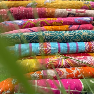 Vintage Kantha Quilt Indian Kantha Quilt Kantha Bedcover Cotton Blanket Gudari