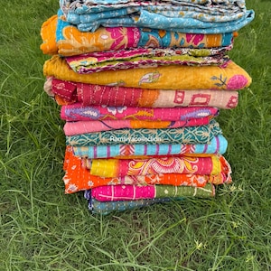 Vintage Kantha Quilt Indian Kantha Quilt Kantha Bedcover Cotton Blanket Gudari
