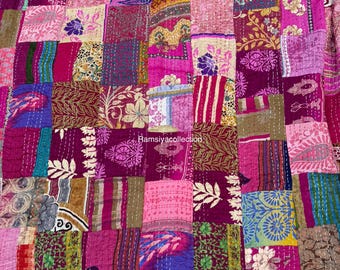 ボヘミアンパッチワークキルト、インドのハンドメイドカンタ