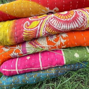Vintage Kantha Quilt Indian Kantha Quilt Kantha Bedcover Cotton Blanket Gudari
