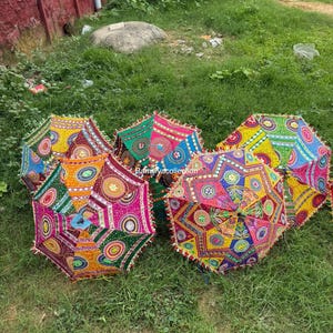 Wholesale Lots PC Indian Umbrellas Parasol Decorative Sun Wholesale Umbrella Wedding Parasols Decor Handmade Embroidered Traditional