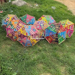 Wholesale Lots PC Indian Umbrellas Parasol Decorative Sun Wholesale Umbrella Wedding Parasols Decor Handmade Embroidered Traditional
