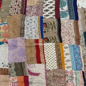vintage Silk patchwork kantha Quilt handmade bohemian bedding Throw blanket bedspread decor Sofa Cover King Size 108X90 Inches