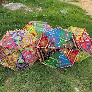 Wholesale Lots PC Indian Umbrellas Parasol Decorative Sun Wholesale Umbrella Wedding Parasols Decor Handmade Embroidered Traditional