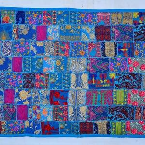 Indian Wall Hanging Heavy Embroidery Vintage Patchwork Tapestry, Indian Hand Zari Work Tapestry, Bedroom-Living Room Wall Decor Tapestry