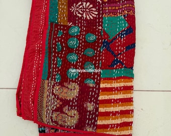 ＃152 刺繍パッチワークカンタキルト　ターコイズ 152 刺繍パッチワークカンタキルト ターコイズ