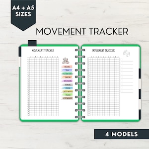 YEARLY MOVEMENT TRACKER-annual workout log-365 day fitness goal sheet-habit tracker printable-excercise progress chart- A4 A5