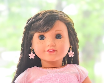 Blush Pink Flower Earrings(Earrings + Gem Studs For 18-inch Dolls)