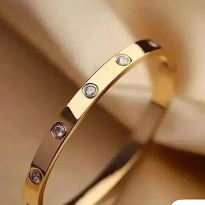Gold Plated Crystal Bangle Bracelet – Tarnish Resistant -Mother's Day Gift