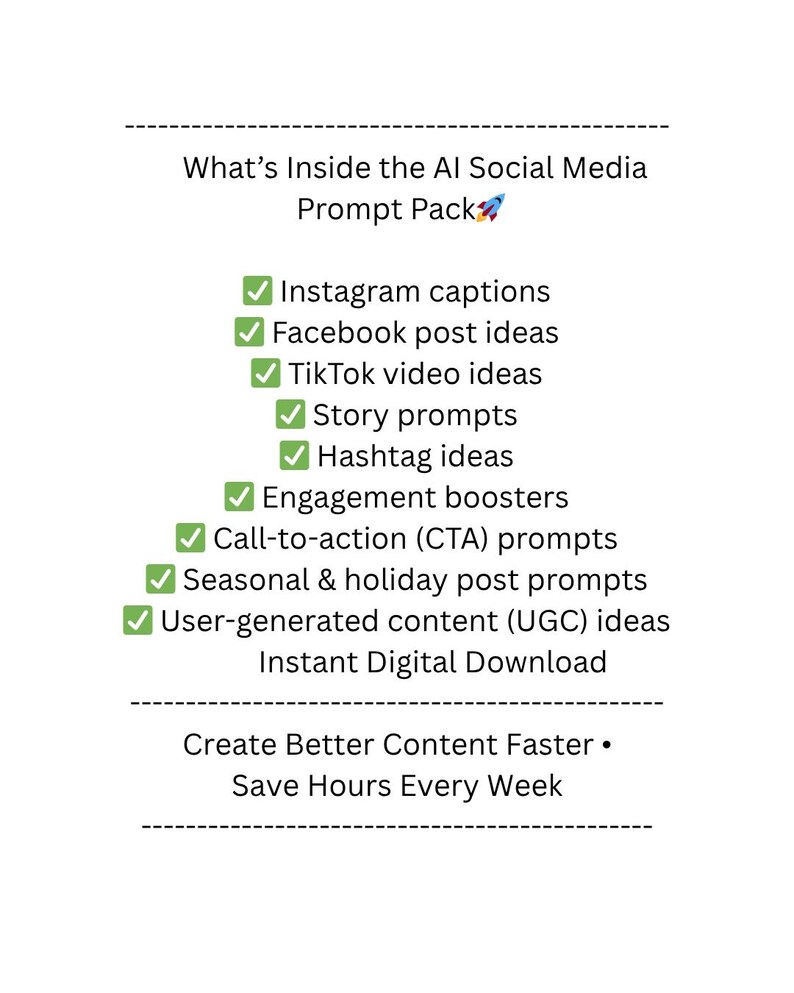 AI Instagram & Social Media Prompt Pack — 400 Content Ideas for Posts ...