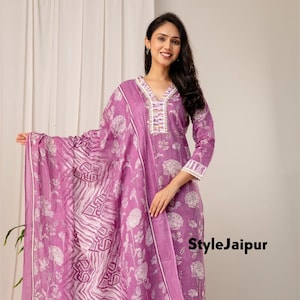 Indian Festival Wedding Wear Shalwar Kameez Readymade Women Ethnic Stylish Suit Set Straight Cotton Kurta Palazzo With Designer Dupatta Set