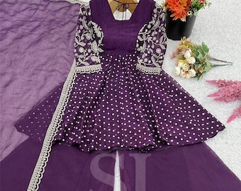 Purple Kurta Palazzo Fully Stitched Suit, Plus Size Upto 5XL Suits, Salwar Kameez Readymade Suit Set Stitched Palazzo Suit Partywear Outfits