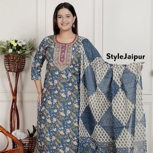 Indian Ethnic Stylish Kurta Pant With Dupatta Set Indian Salwar Kameez Readymade 3 Piece Fully Stitched Combo Wedding Bollywood Party Wear