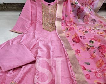 Indian Anarkali Flair Gown Set, Wedding Partywear Outfits, Ready to Wear Salwar Suit For Women, Pakistani Salwar Kameez Readymade, Stitched