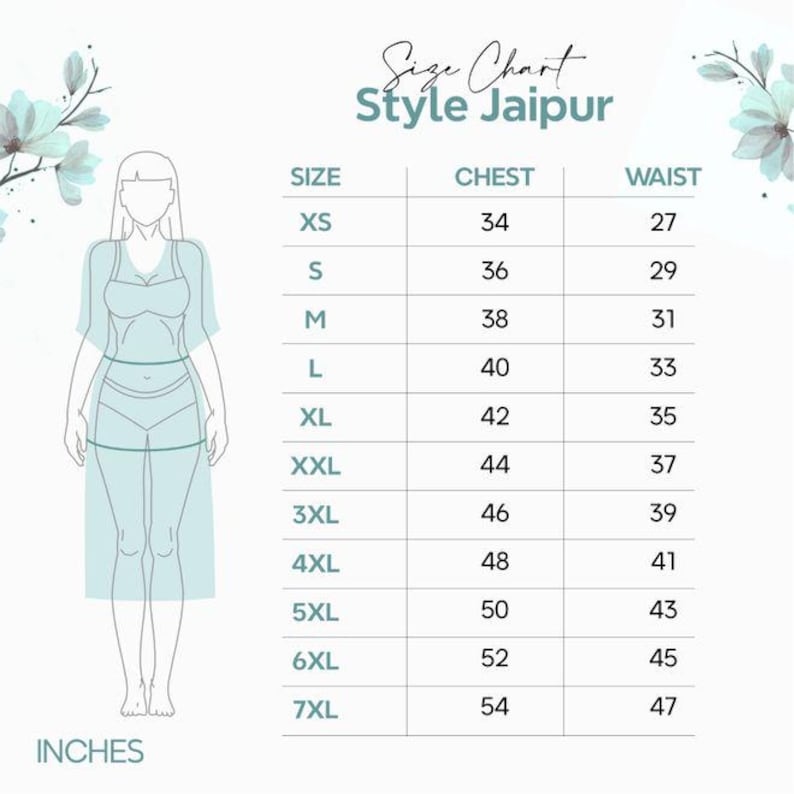 Style Jaipur Size Guide Chart