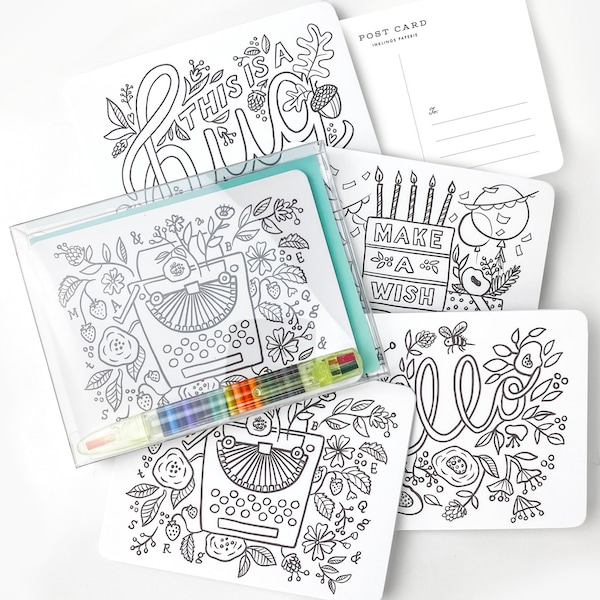 Coloring Postcards - Etsy