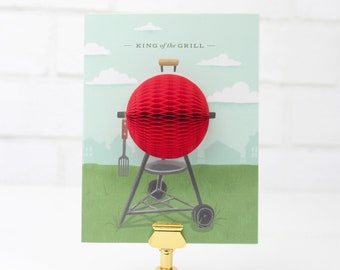 Pop-up Father's Day Card // King of the Grill, Grill Card, Dad Card, Happy Father's Day, BBQ Card