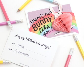 Bunny Pop-up Valentines // kids valentines, fun valentines, diy valentines, Valentine's Day cards, classroom valentines, pop-up cards