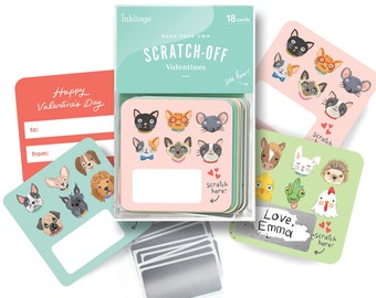 Scratch-off Valentines // Cute assorted puppy and kitten DIY valentines, cool valentines, kids valentines, Valentine's Day card,