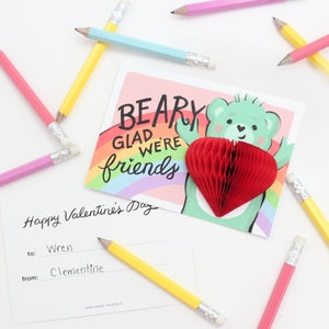 Bear Pop-up Valentines // San Valentín para niños, San Valentín divertido, San Valentín diy, tarjetas del Día de San Valentín, San Valentín en el aula, tarjetas emergentes