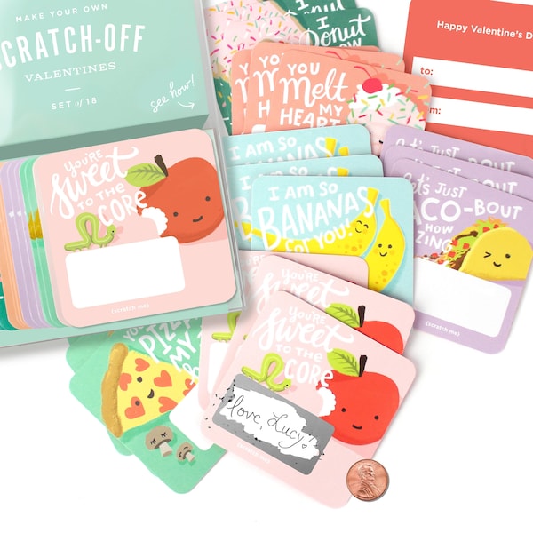 Scratch-off Valentines // kids valentines, DIY valentines day, cool valentines, Valentine's Day cards, taco valentines, pizza valentines