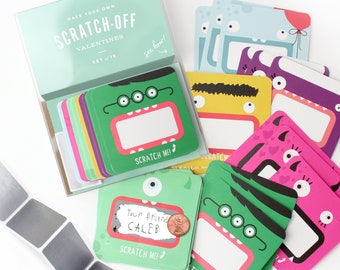 Scratch-off Valentines // Monster DIY Valentines, cool valentines, love coupons, kids valentines, Valentine's Day cards, retro valentines