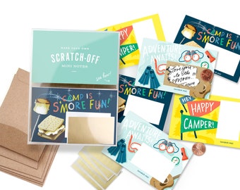 Camp Scratch-off Mini Notes  // Summer camp letter, kids camp gift, camp care package, smores, camp card, overnight camp