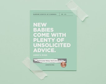 Scratch-off New Baby Card // Baby Shower Card, Baby Card, New Parents Card, Advice Card, Mom Card