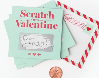 Scratch-off Valentines // kids DIY Valentines, unique valentines, love coupons, child's valentines, Valentine's Day Cards