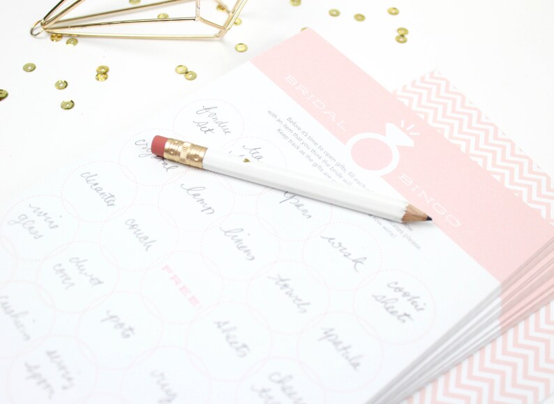 Bridal Shower Activity Party Game Bridal Bingo Cards Bridal Shower Game Bachelorette Party Game Champagne Pink