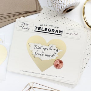 Scratch-off Telegram // Classic Cream & Black //Write in card for pregnancy announcement, birthday card, be my bridesmaid, or thank you card 画像 1