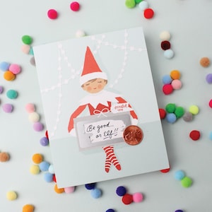 Tarjeta para raspar de Elfo de Estante // Tarjeta navideña