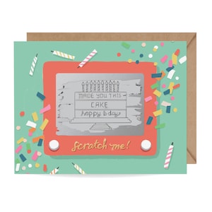 Anniversaire Scratch-a-Sketch Scratch-off // Carte d’anniversaire