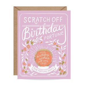Carte d'anniversaire Fortune à gratter//carte de joyeux anniversaire, carte d'anniversaire rose, carte d'anniversaire Fortune, souhait d'anniversaire
