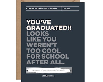 Too Cool For School // Scratch-off Graduation Card