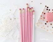 Pink and Gold Foil Heart Pencils // Bridesmaid Box Idea, Be My Bridesmaid, Bridesmaid Gift, Wedding Party Pencils